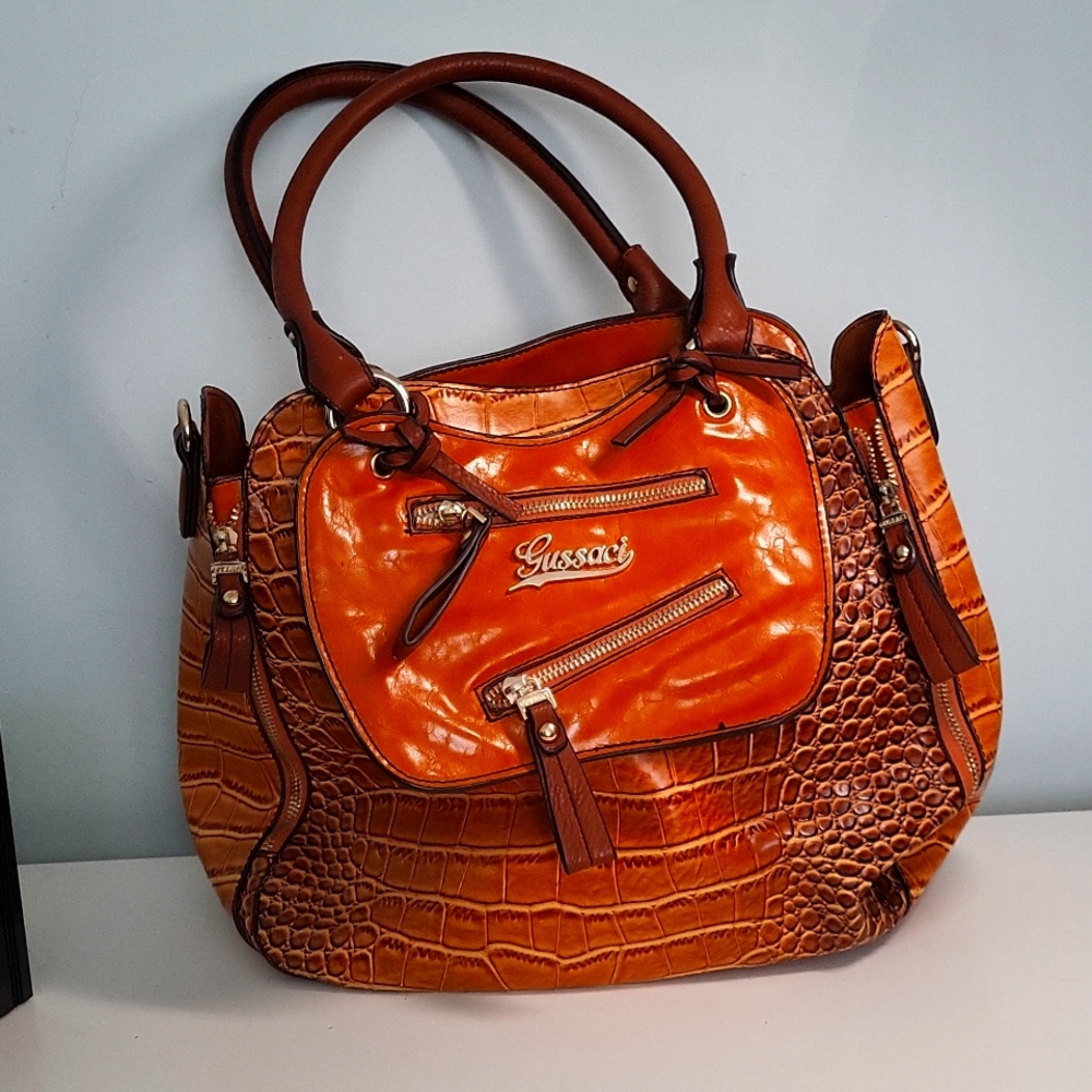 Gorgeous Caramel Coloured Gussaci Faux Crocodile An Every Day Bag